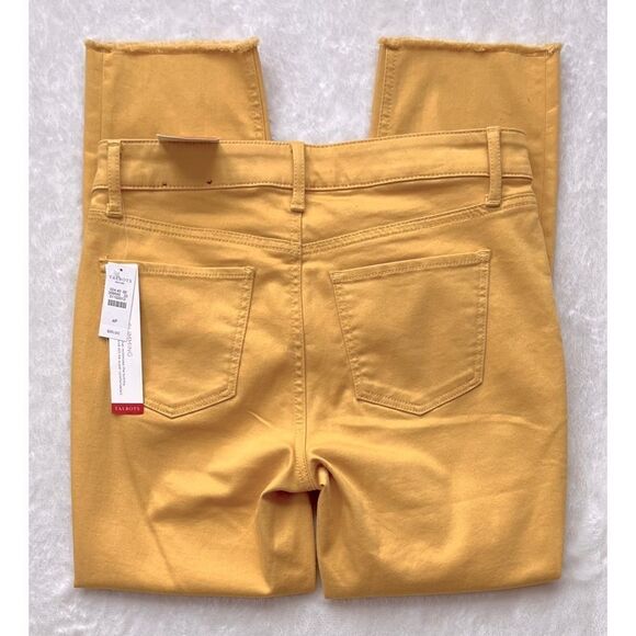 NWT Talbots Flawless Five Pocket Frayed Hem Slim Ankle Jeans in Yellow, Size 4P - Picture 14 of 16